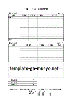 Excelで作成した収支決算書