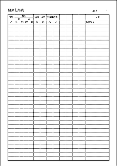 健康記録表の雛形