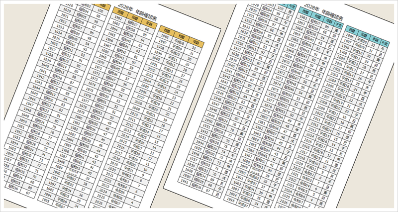 2028年 年齢確認表（Excel）無料雛形｜西暦・和暦・干支対応