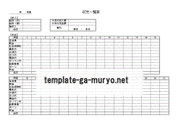 収支一覧表の雛形