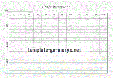 花・果物・野菜の栽培ノートの雛形