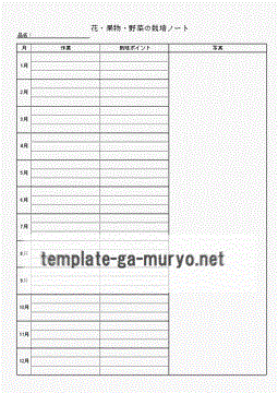 無料でダウンロードできる花・果物・野菜の栽培ノート