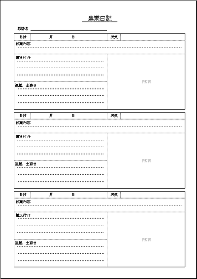 農業日記の雛形