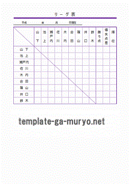 リーグ表の雛形